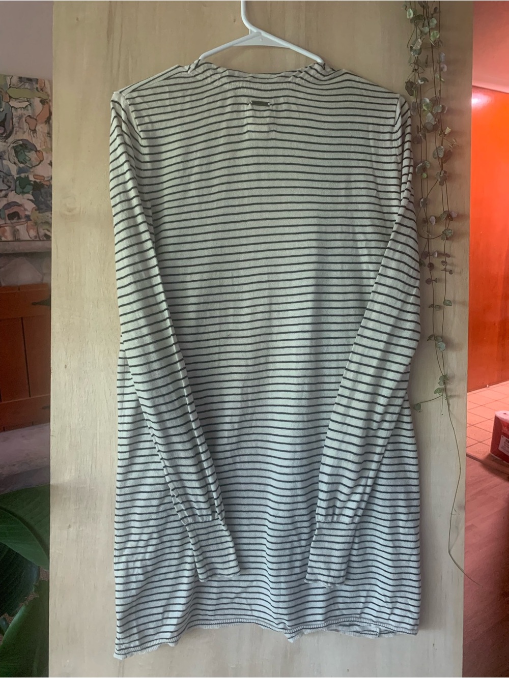 Billabong Womens Knit Black & Cream Striped Cardigan size small - Picture 2 of 5